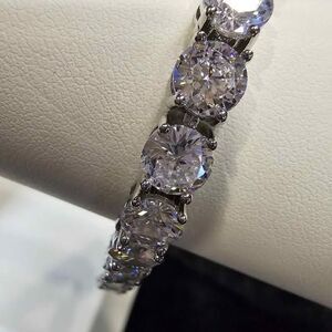 12CTW Premium CZ 7.5" Tennis Bracelet in Rhodium over sterling. New!